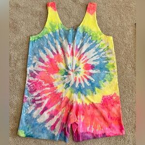 Vintage 1985 All Over Tie Dye Oversized Romper With Pockets One Size Rad